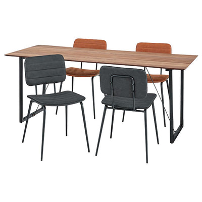 【木と金属のオシャレな組み合わせ】温かみのある木目の板面とスタイリッシュなブラックスチール脚の異素材の組み合わせは、様々な空間で違和感なくお使いいただけます。