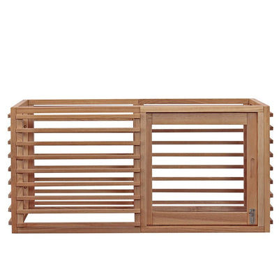 【正面からも美しい】
前面のアクリル付き引き戸は軽量で扱いやすく、見た目にも圧迫感がないため、空間を広く見せながらペットの様子も確認しやすい設計です。