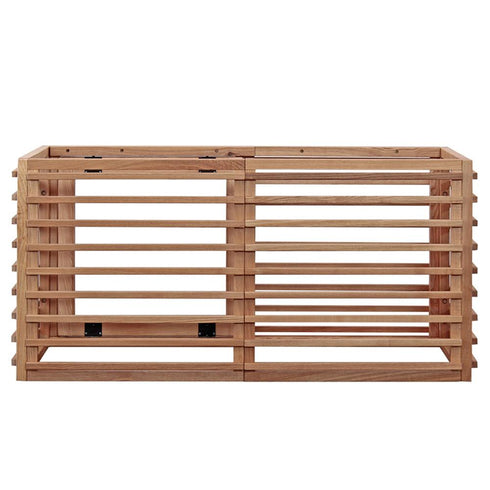 【背面も美しく機能的】
背面もルーバー構造で、視線を遮りながらも風通しを保ち、どの角度から見てもデザイン性の高い一体感を実現しています。