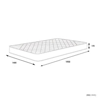 【サイズ図:確かなサイズ情報】幅1400mm、奥行1950mm、高さ170mmのダブルサイズで、ゆったりお休みいただけます。