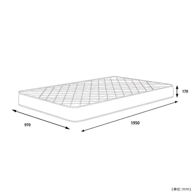【快眠を叶える、絶妙なサイズ感】
幅97cm×奥行195cmのシングルサイズ、厚さ17cmのボリュームで、一人暮らしのお部屋でもゆったりと快適な眠りを実現します。
