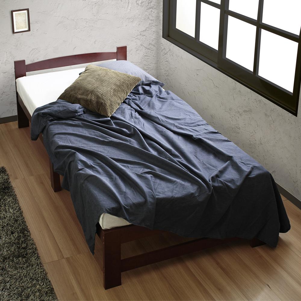 ダークブラウン◆シングルパイン材ベッドフレーム 折りたたみすのこ 天然木おしゃれ ダークブラウン◇シングルパイン材ベッドフレーム 折りたたみすのこ