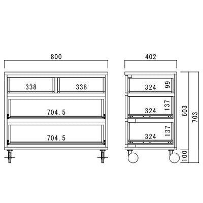 リニアス 80-3 ローチェスト(W800×D402×H703)
