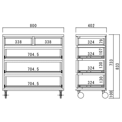 リニアス 80-4 ローチェスト(W800×D402×H833)