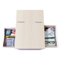 【整理整頓がはかどる引出し】浅型2段、深型1段の引き出しは、両面から開閉可能。散らかりやすい小物をすっきり収納できます。