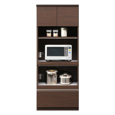 【家電をまとめて、暮らしを整える】
幅70cmの省スペース設計ながら、雑然としがちな調理家電や食器類を美しくまとめて収納し、すっきりと整った理想のキッチンを実現します。