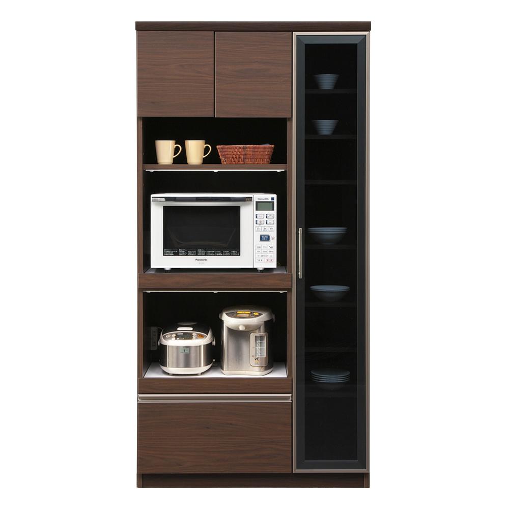 家電収納 キッチンボード 幅90cm モイス付き ブラウン/白 | スチーム