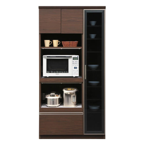 【これ1台でキッチンすっきり】
幅約90cmのコンパクト設計ながら、家電から食器まで必要なものをまとめて収納できるので、ごちゃつきがちなキッチン周りがこれ1台で見違えるほど片付きます。