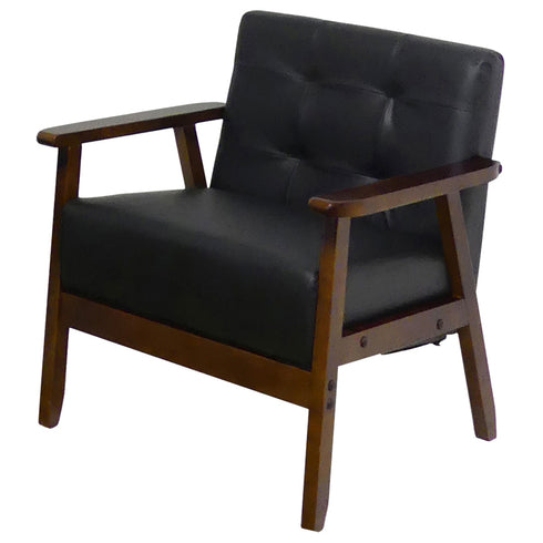 【空間を引き締めるモダンな存在感】
上質な合成皮革と深みのある木製フレームが高級感あふれるモダンな雰囲気を醸し出し、お手入れのしやすさも兼ね備えた、日々の暮らしに寄り添う一脚となります。