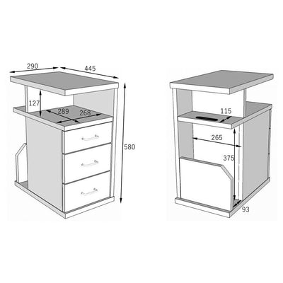 クエスト Sワゴン左オープン(W290×D445×H580)