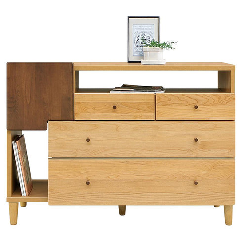 【木製チェスト】見せる収納と隠す収納のコラボレーションが美しい、木製チェスト。