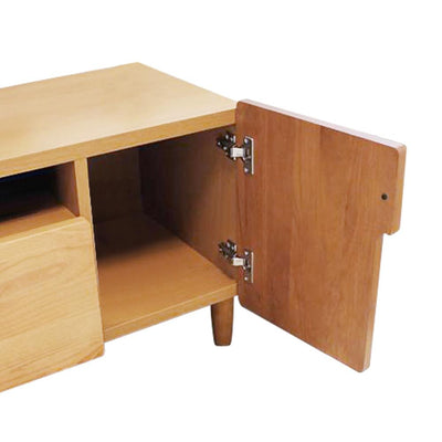 【アシンメトリーな組み合わせ】オープン型収納とボックス型収納のアシンメトリーな組み合わせ。