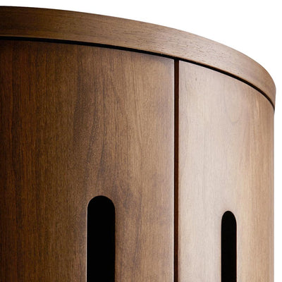 【存在感あるデザイン】木目の質感が美しく、円柱をモチーフにした存在感のあるデザインです。