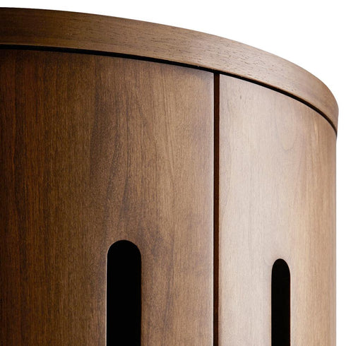 【存在感あるデザイン】木目の質感が美しく、円柱をモチーフにした存在感のあるデザインです。