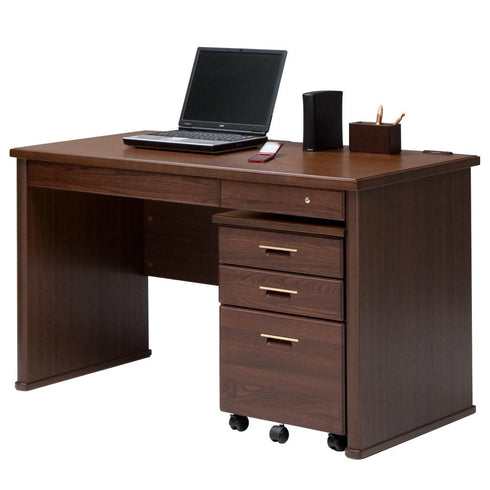 【格調高い書斎をあなたに】
オークとタモ材が織りなす重厚な佇まいに、移動も楽なキャスター付きワゴンや施錠できる引出し、PC作業に便利な天板コンセントを備え、あなたの書斎を機能的で格調高い空間へと導きます。