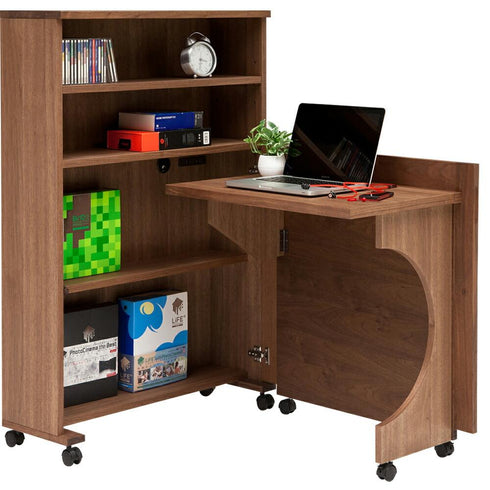 【棚付きデスクの出来上がり】使いたい時は天板を出すだけで、棚付きデスクの出来上がり。