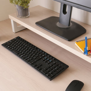 【デスク上を広々と活用】使用しない時はキーボードを机上台の下に収納し、作業スペースを有効活用できます。