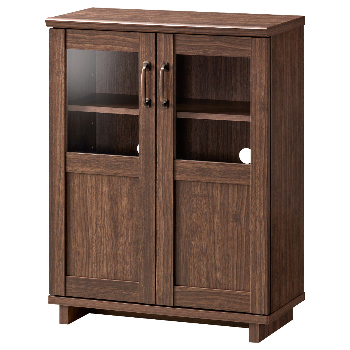 【洗練されたデザイン】アンティーク風の取っ手とダークブラウンの木目が、どんな空間にも上質な雰囲気を添えます。