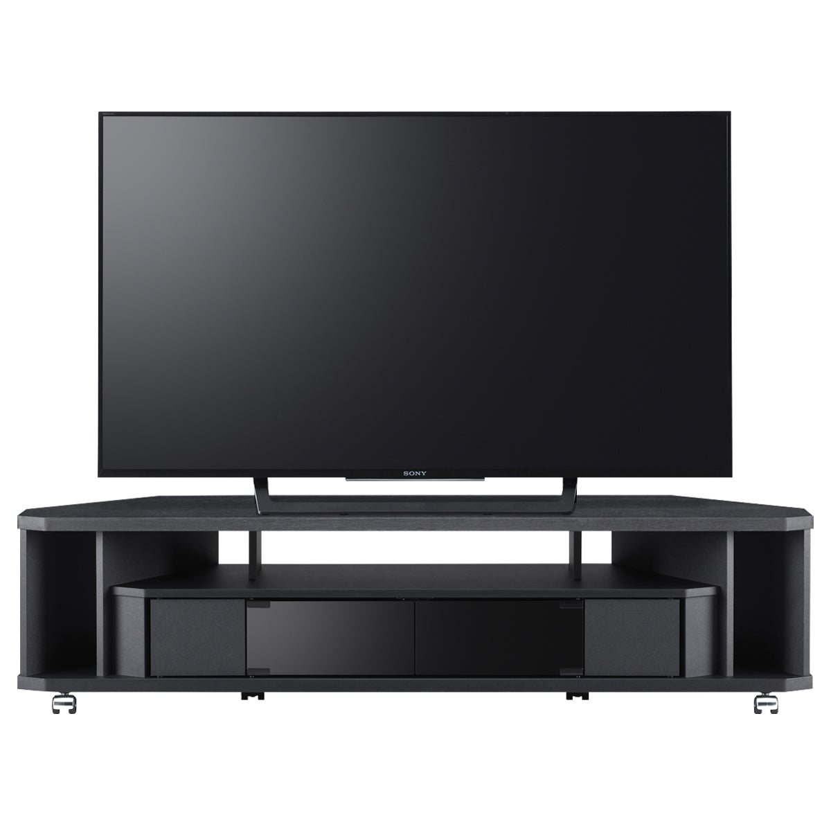 【機能美を追求したデザイン】テレビを美しく引き立てるだけでなく、AV機器もスマートに収納できる機能的なテレビ台です。