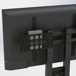 【美しく隠す収納】テレビ裏のデッドスペースを有効活用し、ごちゃつきがちなHDDや配線をスマートに収納できます。