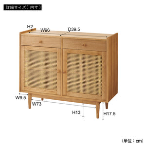 【サイズ図：詳細な外寸】W96×D39.5×H83cmのコンパクトサイズで、様々なお部屋にフィットします。