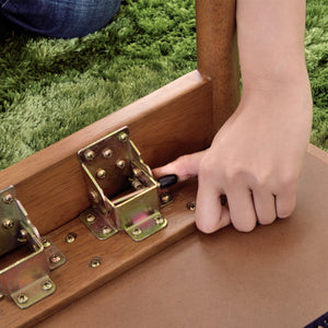 【ワンタッチで簡単収納】折りたたみ式ロック付きで、脚の固定や解除が片手でスムーズに行えるため、女性でも安心です。