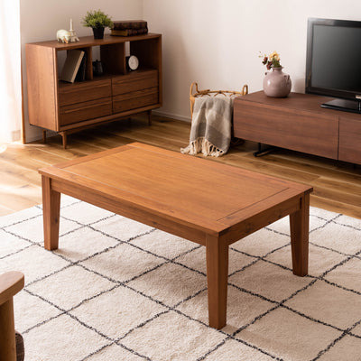 直線を活かしたシンプルモダンなデザインがどんな空間にも溶け込みやすい、長方形タイプのこたつテーブルです。