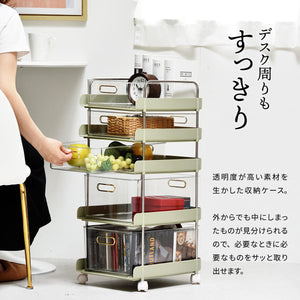 【透明素材で圧迫感なし】高い透明度の引き出しは、中身が見えるだけでなく、お部屋に開放感を与えます。