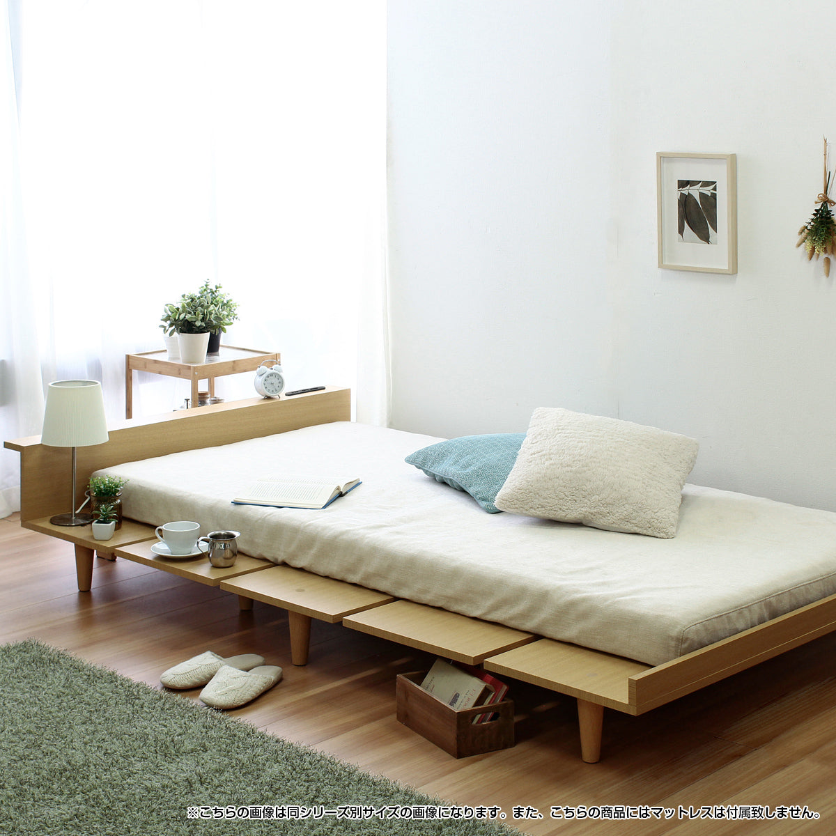 Sシングル◆ホワイト◆北欧スタイルローベッド USBポート2口コンセント木製 Sシングル◇ホワイト◇北欧スタイルローベッド USBポート2口