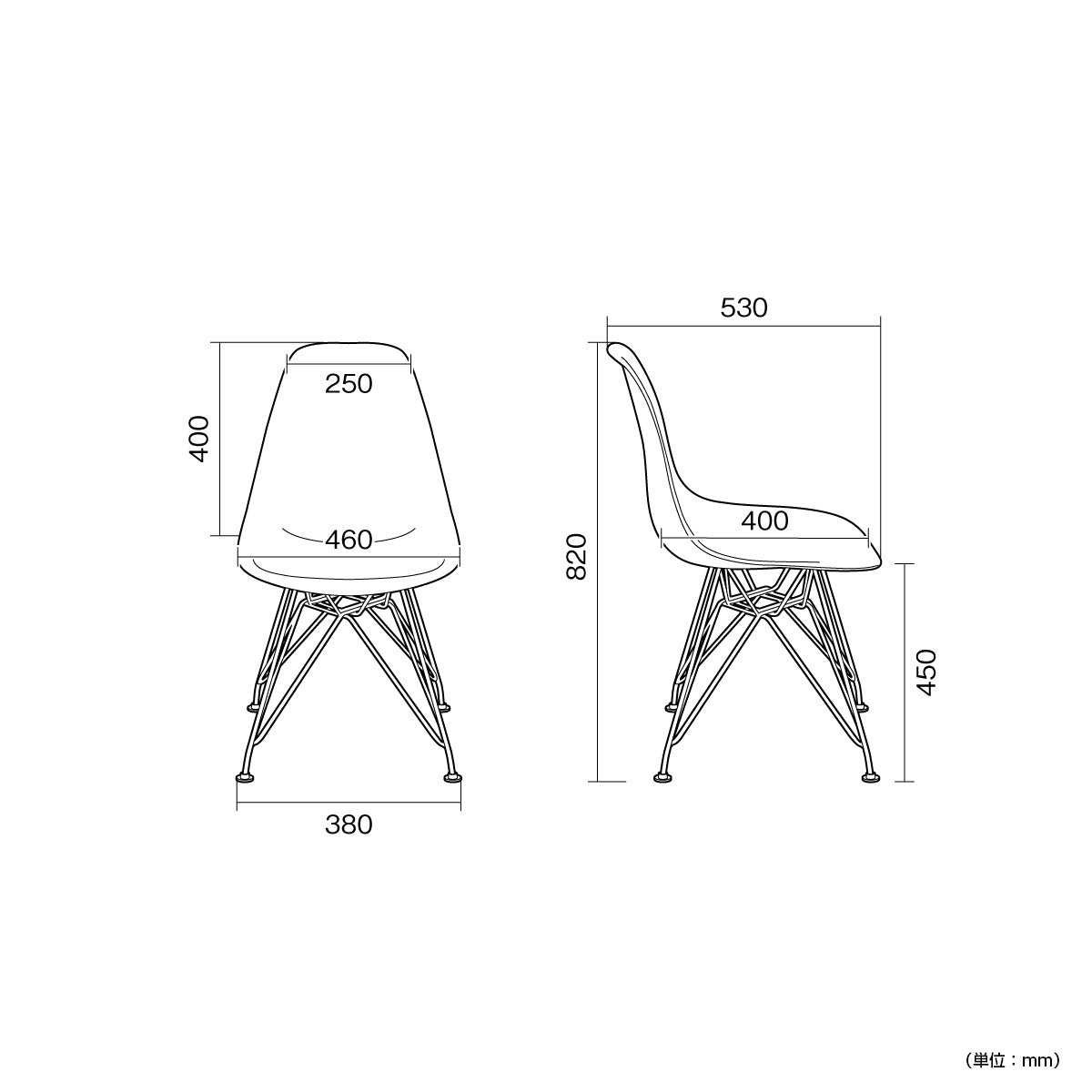 【サイズ図：お部屋に置けるサイズ感】幅460mm、奥行き530mmという、日本の住空間にも馴染みやすい絶妙なサイズ設計で、書斎やダイニング、リビングなど様々な場所でお使いいただけます。