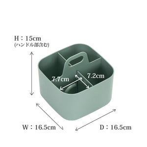 【サイズ図：使いやすいちょうど良いサイズ】幅16.5cm、奥行16.5cm、高さ15cm、様々な場所で活躍するコンパクト設計です。