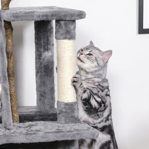 【大満足の爪とぎ体験】丈夫な麻紐巻きの支柱で、猫ちゃんが思いっきり爪を研ぎ、ストレスを発散できます。