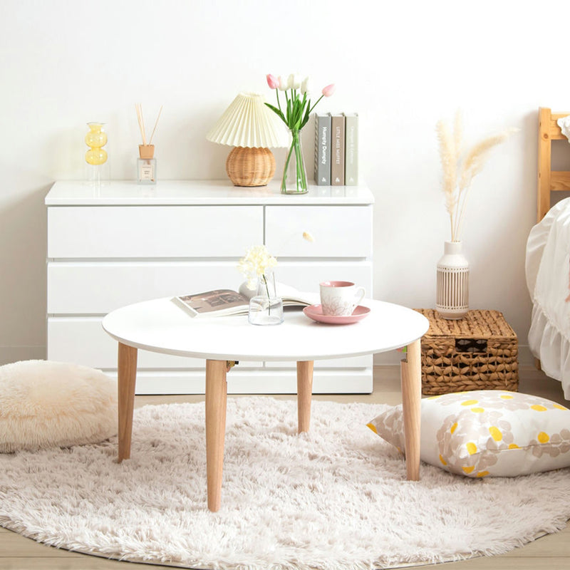 【お部屋に馴染む円形テーブル】
北欧風の柔らかなデザインはどんなお部屋にも自然に溶け込み、ナチュラルな雰囲気を演出します。