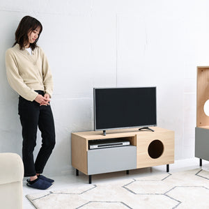 【お部屋にフィット】場所を取らないサイズ感と、ナチュラル×グレーの優しい色合いが魅力。