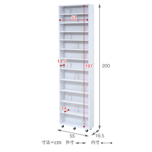 【サイズ図：詳細サイズでぴったりフィット】高さ200cm、奥行き16.5cmのスリム設計、設置場所を事前にご確認いただけます。