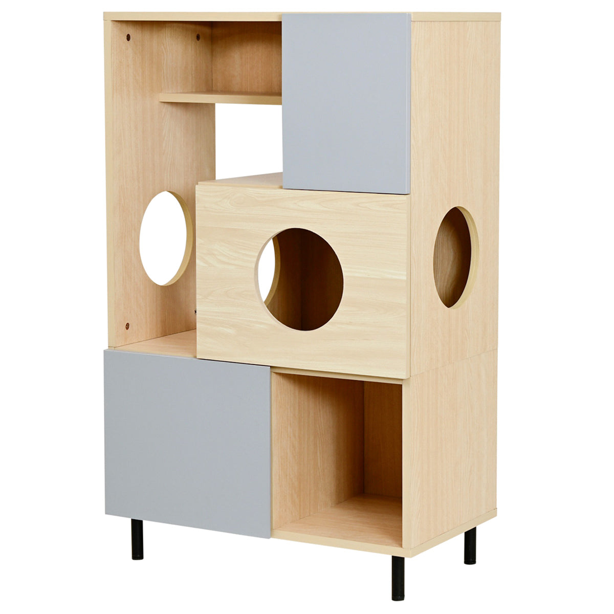 【北欧テイストが光る、シンプルモダンなデザイン】温かみのある木目調と洗練されたグレーのコントラストが、どんなインテリアにも調和します。