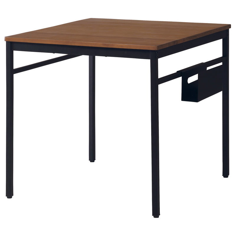 【機能美を追求したデザイン】コンパクトな75cm角の天板とスマートなブラックスチールフレームが、洗練された空間を演出。サイドにさりげなく配されたティッシュホルダーが、機能性を高めます。