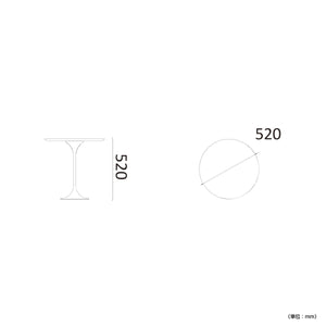 【理想のコンパクトサイズ】直径52cmの天板は、一人暮らしや限られたスペースにも最適な設計です。