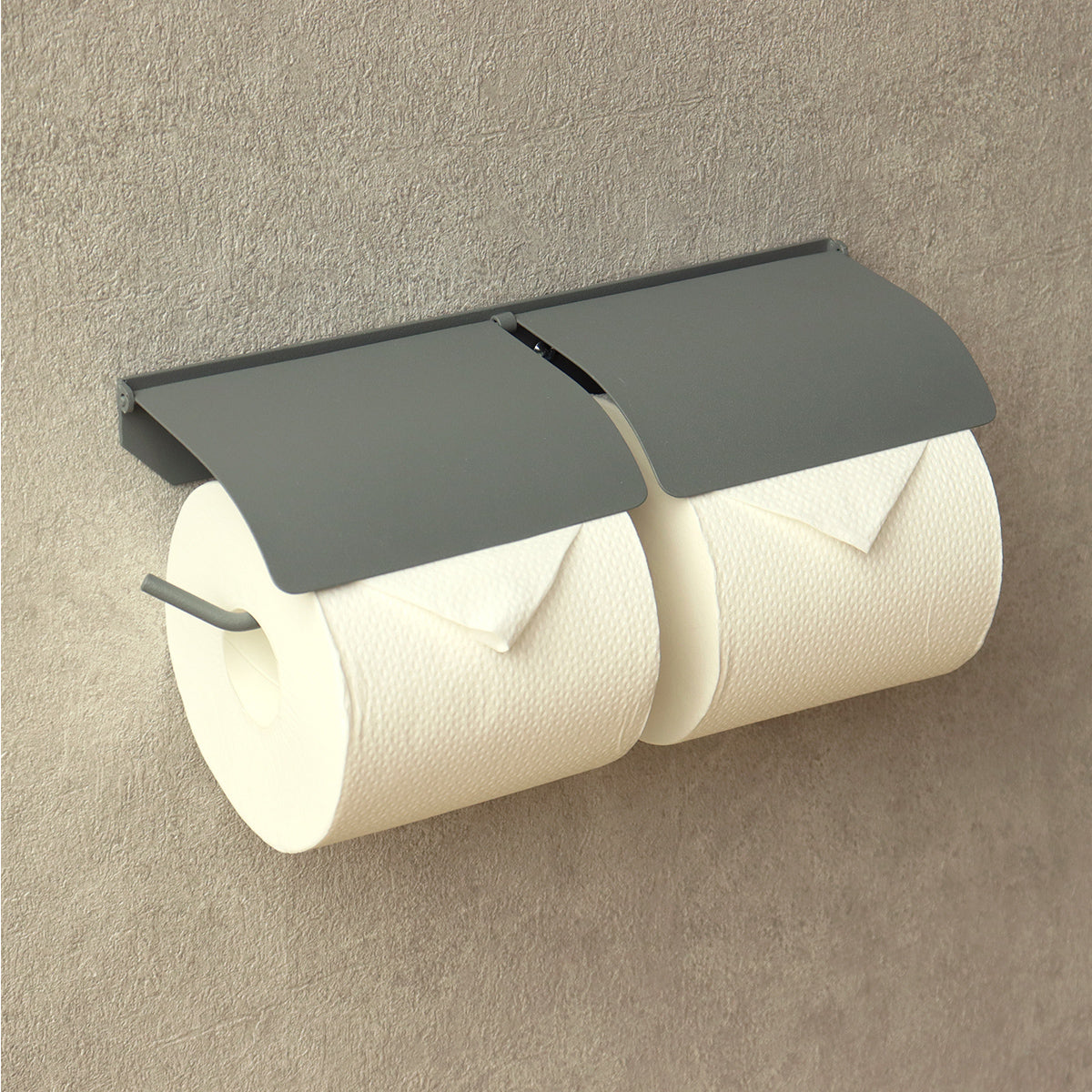 シンプル トイレットペーパーホルダー ダブル 2連 幅30.5cm スチール製
