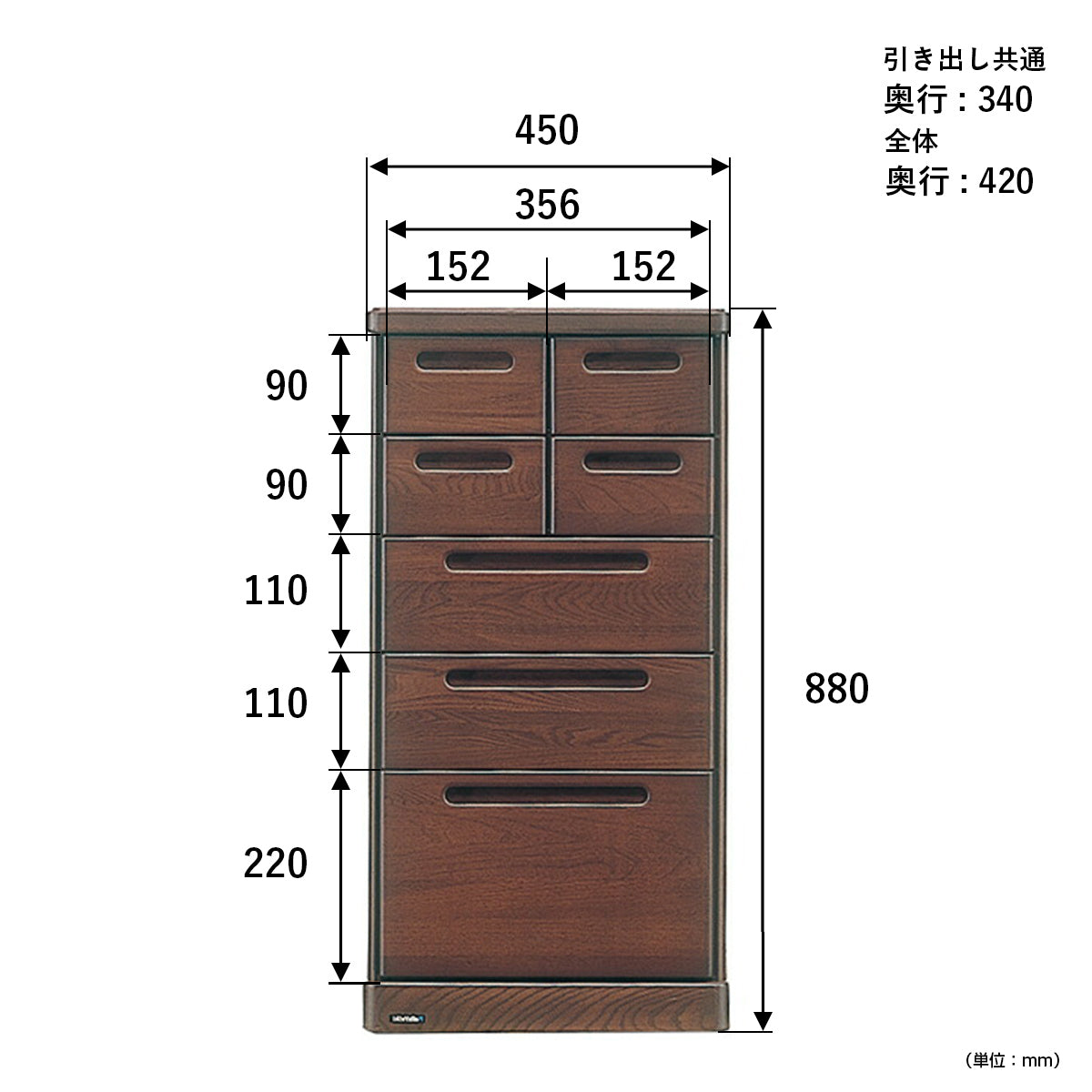 【サイズ図：最適なサイズ選び】詳細な寸法図で、お部屋への設置イメージを具体的に確認いただけます、収納計画もスムーズに進み、失敗のない家具選びをサポートします。