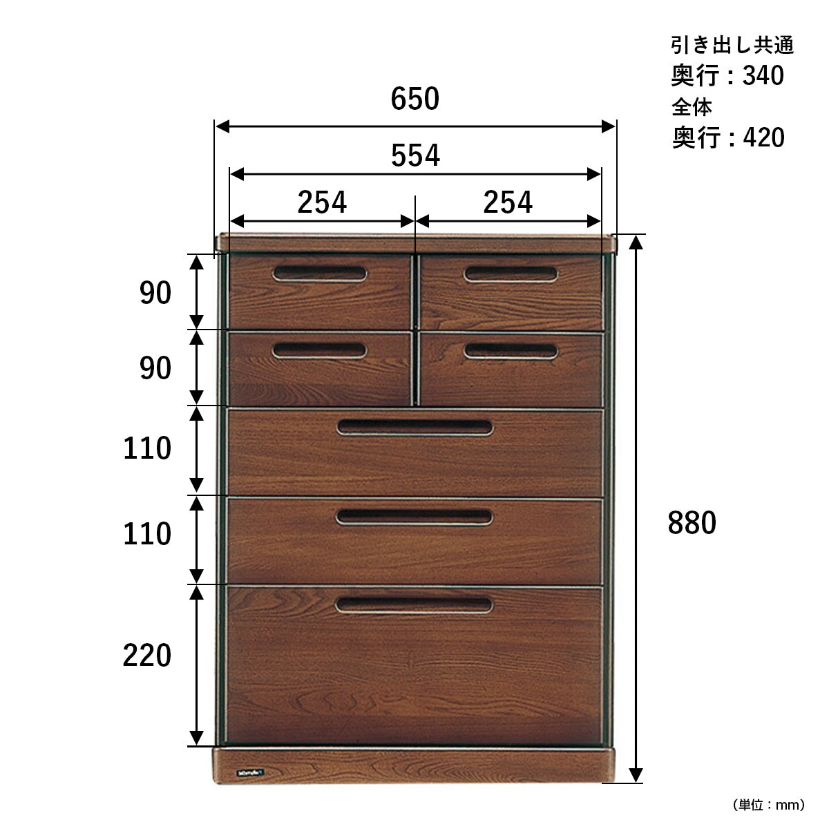 【サイズ図：詳細なサイズ情報】お部屋にぴったりの一台を見つけるために、各部の寸法をご確認いただけます。