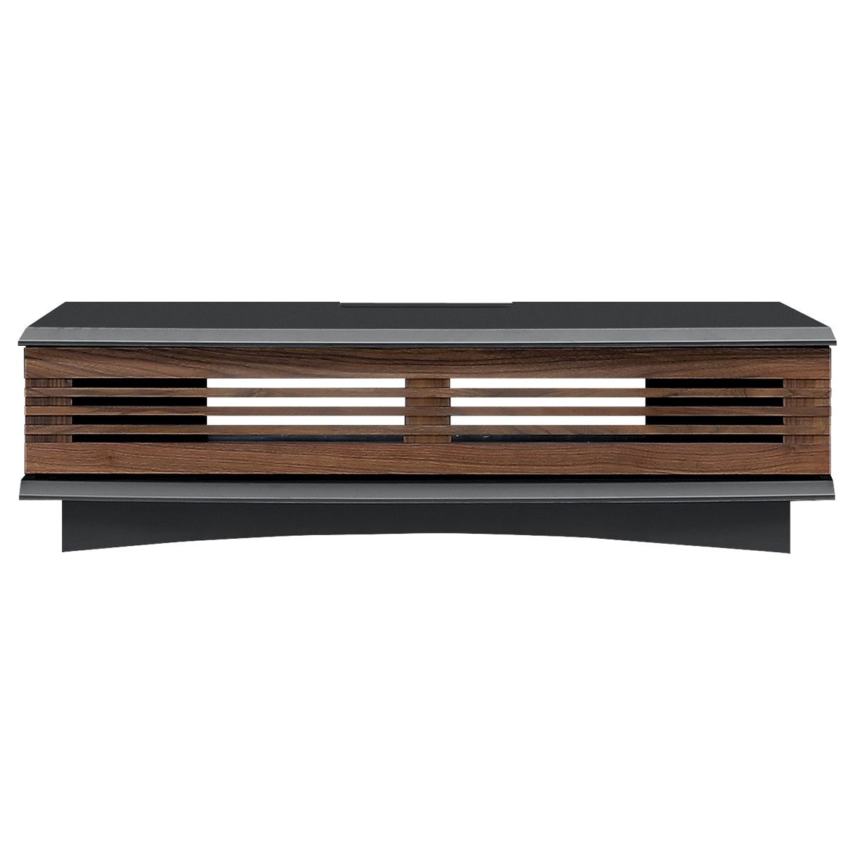 【機能美を追求した佇まい】ウォールナット無垢材のルーバー扉が、デザイン性と実用性を兼ね備えます。