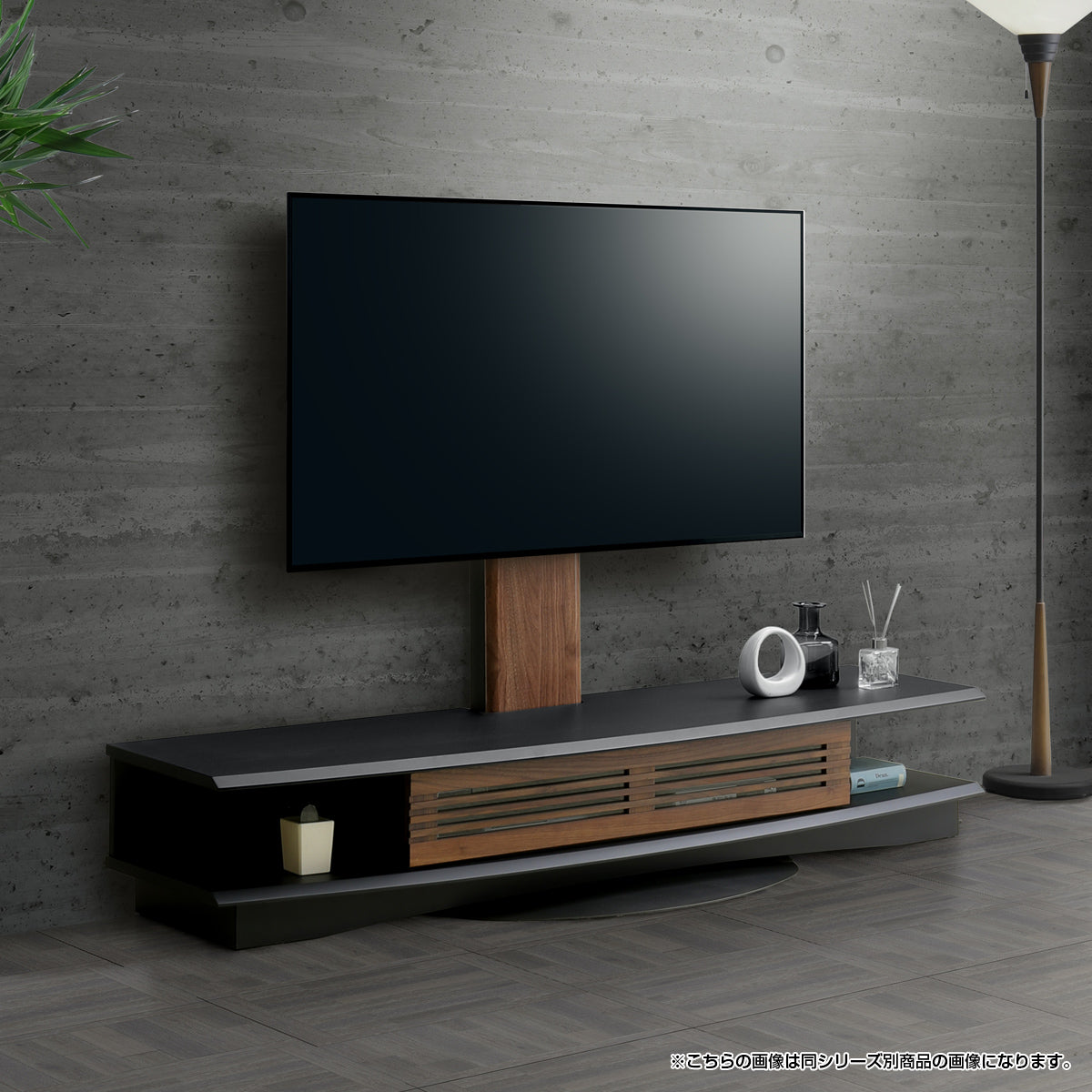 ズワルト TVボード105+スウィングテレビスタンドロータイプセット（W1050×D548×H998-1158）