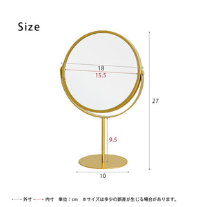 【サイズ図：毎日に寄り添うコンパクトサイズ】W18×D10×H27cmと場所を取らない設計で、どこにでも置けて身だしなみチェックをサポートします。