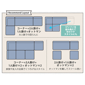 【多彩な組み合わせパターン1】ライフスタイルに合わせて、L字型やカウチスタイルなど自由なレイアウトをお楽しみいただけます。