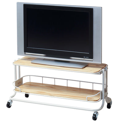上棚に32型までのテレビを、下棚にデッキ類を置くことで、テレビ周りの限られたスペースをこれ一台で効率的に活用することができます。