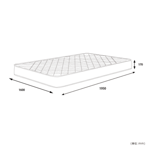 【サイズ図：ゆとりのクイーンサイズ設計】幅160cm×奥行195cmの広々設計でありながら、扱いやすいスモールセミシングル2枚組でお届け。