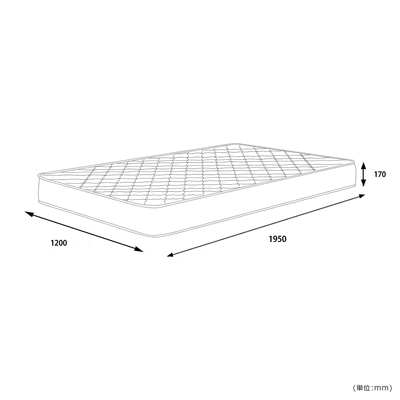モノ ポケットコイルマットレス セミダブルサイズ（W1200×D1950×H170）