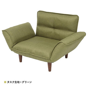 【お部屋になじむ優しい風合い】オーソドックスなお部屋にも自然となじむタスク生地のグリーンは、高級感がありながらも優しい風合いで、脚を外してローソファとしてもお使いいただけます。